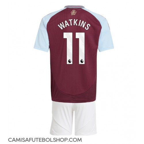 Camisa de time de futebol Aston Villa Ollie Watkins #11 Replicas 1º Equipamento Infantil 2024-25 Manga Curta (+ Calças curtas)